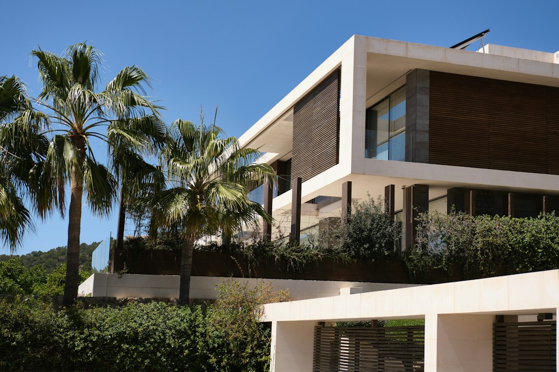Modern Los Angeles home with palm trees