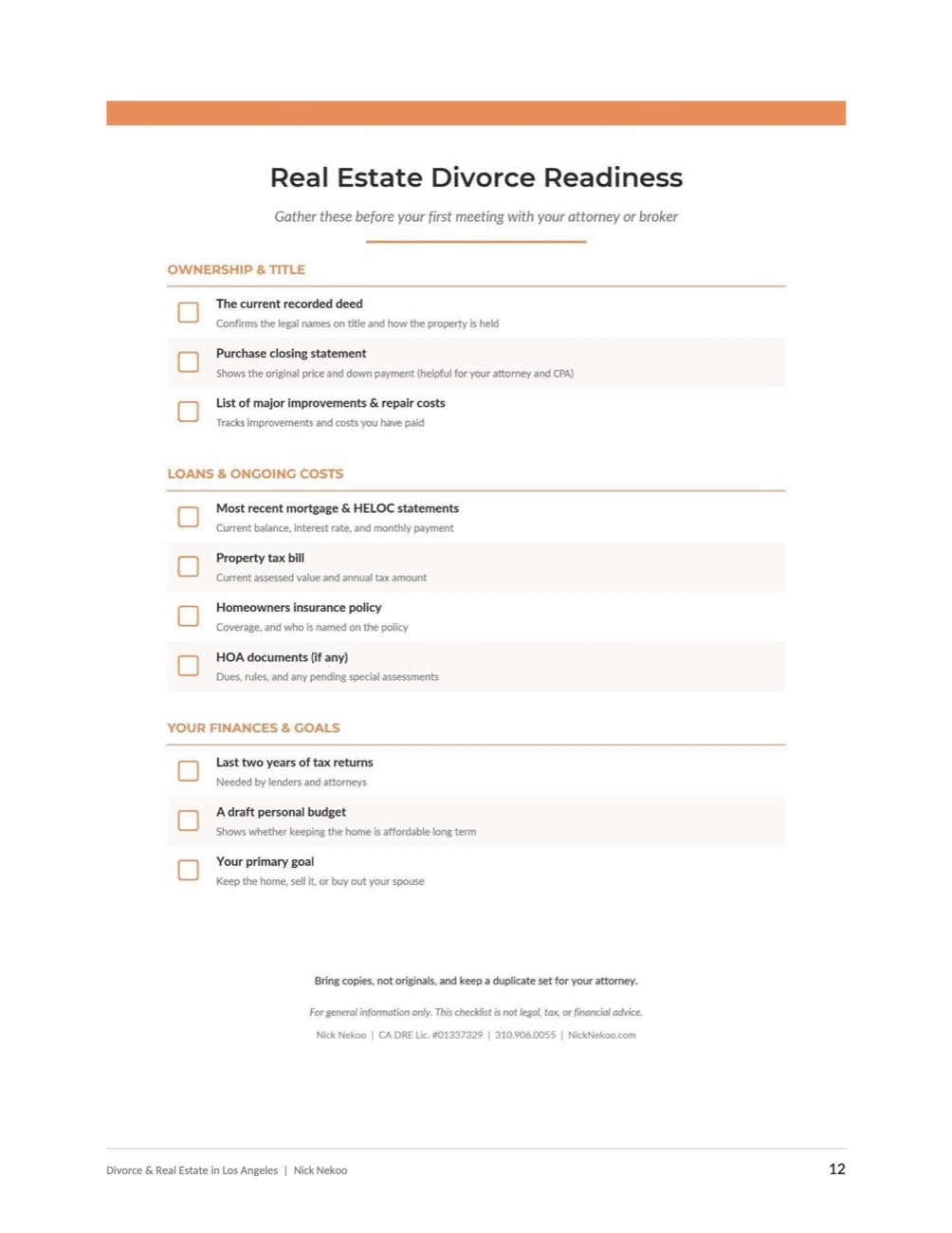 Page 12 of Divorce & Real Estate in Los Angeles, by Nick Nekoo
