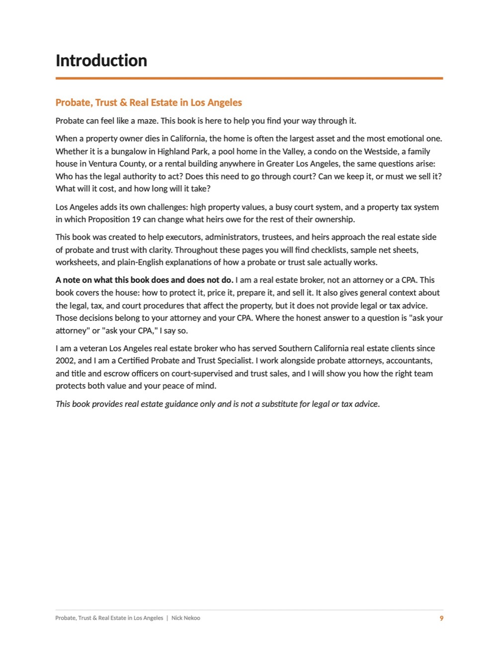 Page 9 of Probate, Trust & Real Estate in Los Angeles, by Nick Nekoo